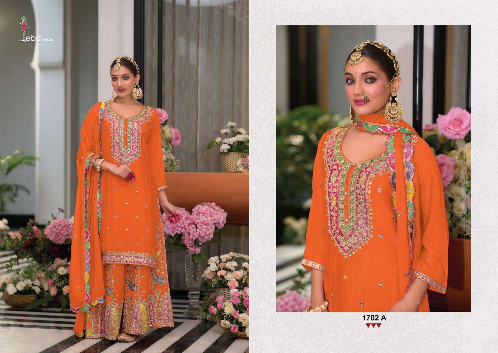 Eba Safroon Vol-3 Color Edi Gold Series 1702 Heavy Chinon Wholesale Readymade Suits in Surat