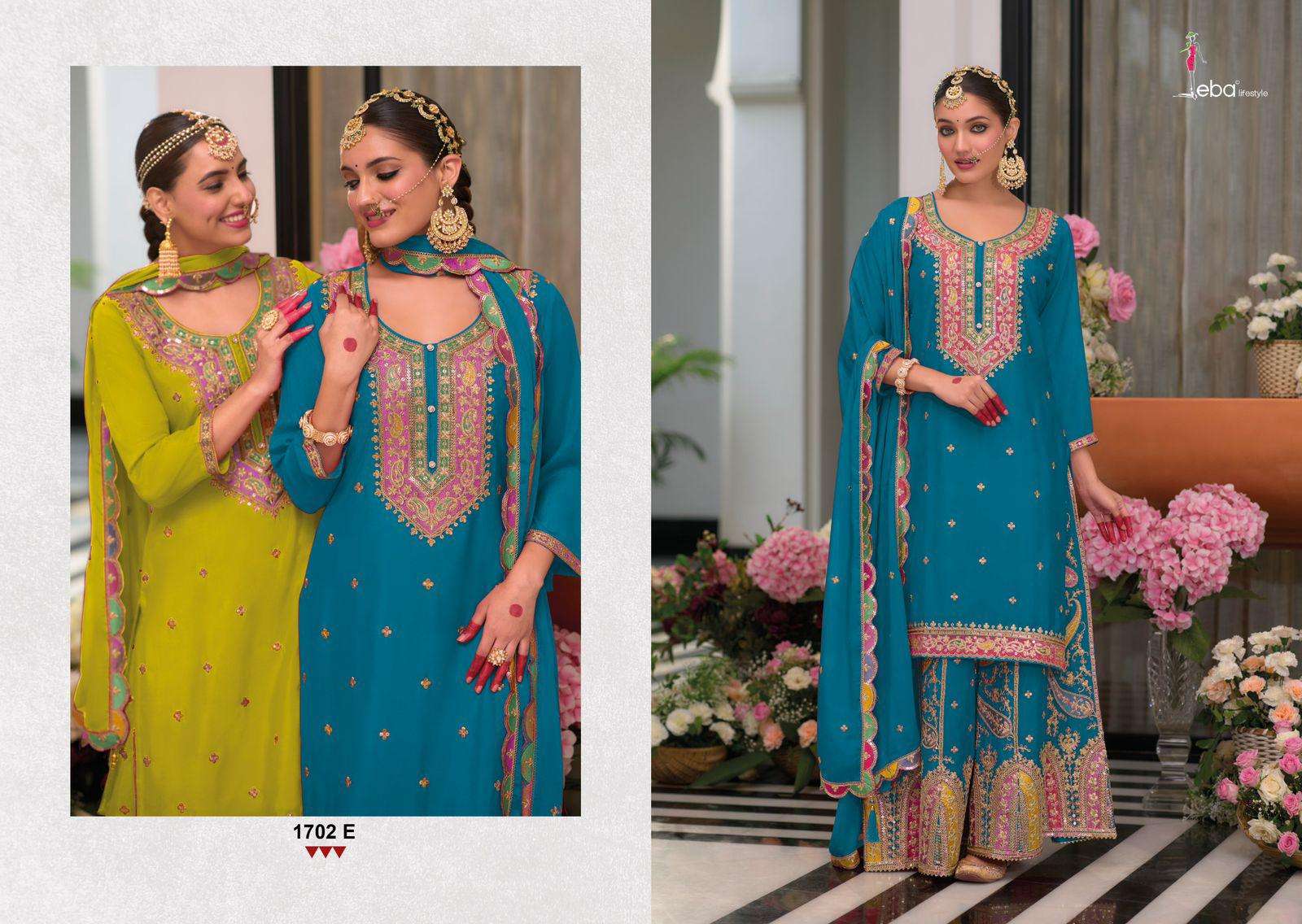 Eba Safroon Vol-3 Color Edi Gold Series 1702 Heavy Chinon Wholesale Readymade Suits in Surat