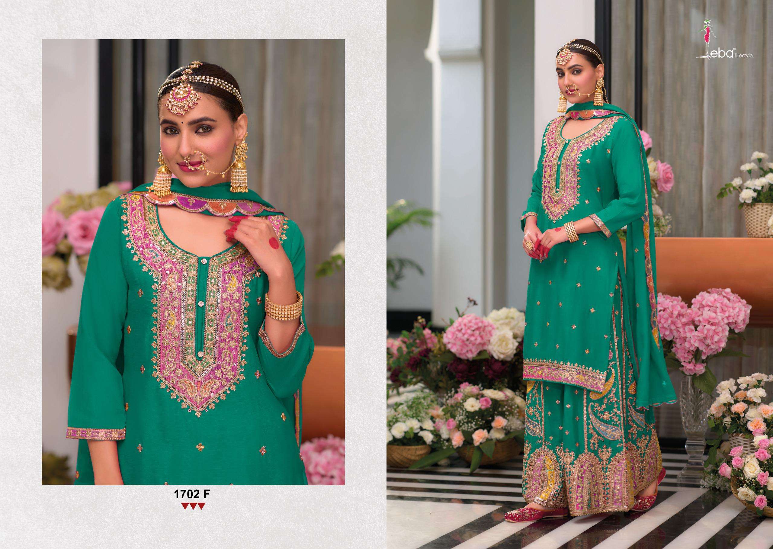 Eba Safroon Vol-3 Color Edi Gold Series 1702 Heavy Chinon Wholesale Readymade Suits in Surat