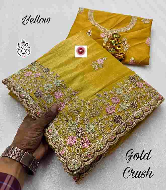 MS Brand Gold Crush Codding Pitta Work Wholesale Saree in Surat 