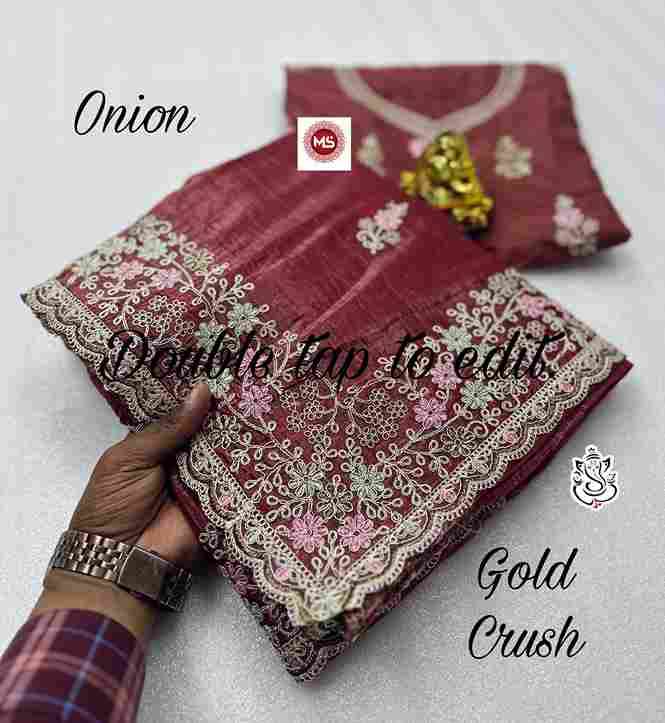 MS Brand Gold Crush Codding Pitta Work Wholesale Saree in Surat 