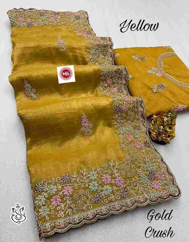 MS Brand Gold Crush Codding Pitta Work Wholesale Saree in Surat 