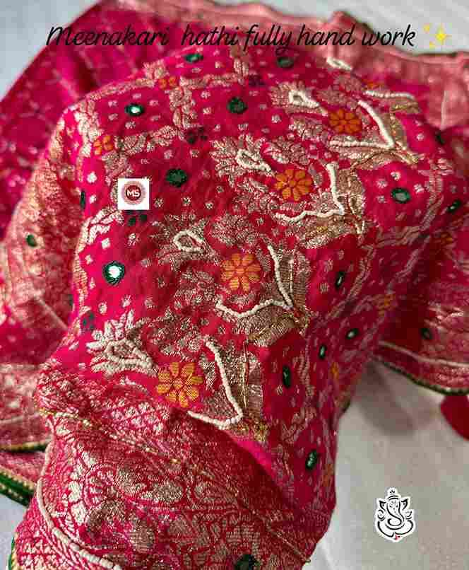 MS Brand Meena Hathi X Handwork Dola Silk Meenakari Hathi & Cutdana Plus Moti Khatli Handwork Wholesale Saree in Surat