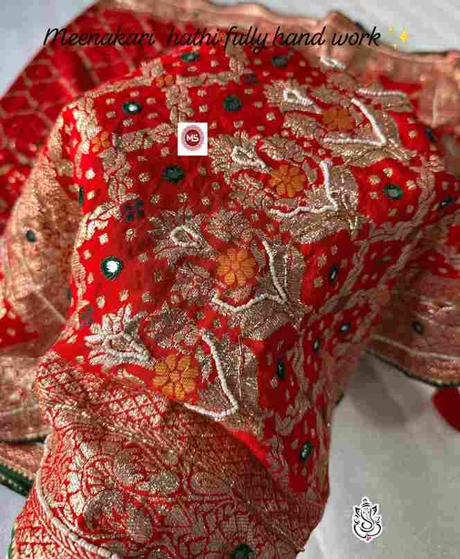 MS Brand Meena Hathi X Handwork Dola Silk Meenakari Hathi & Cutdana Plus Moti Khatli Handwork Wholesale Saree in Surat