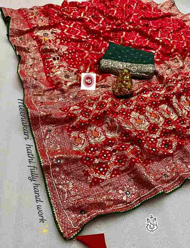 MS Brand Meena Hathi X Handwork Dola Silk Meenakari Hathi & Cutdana Plus Moti Khatli Handwork Wholesale Saree in Surat
