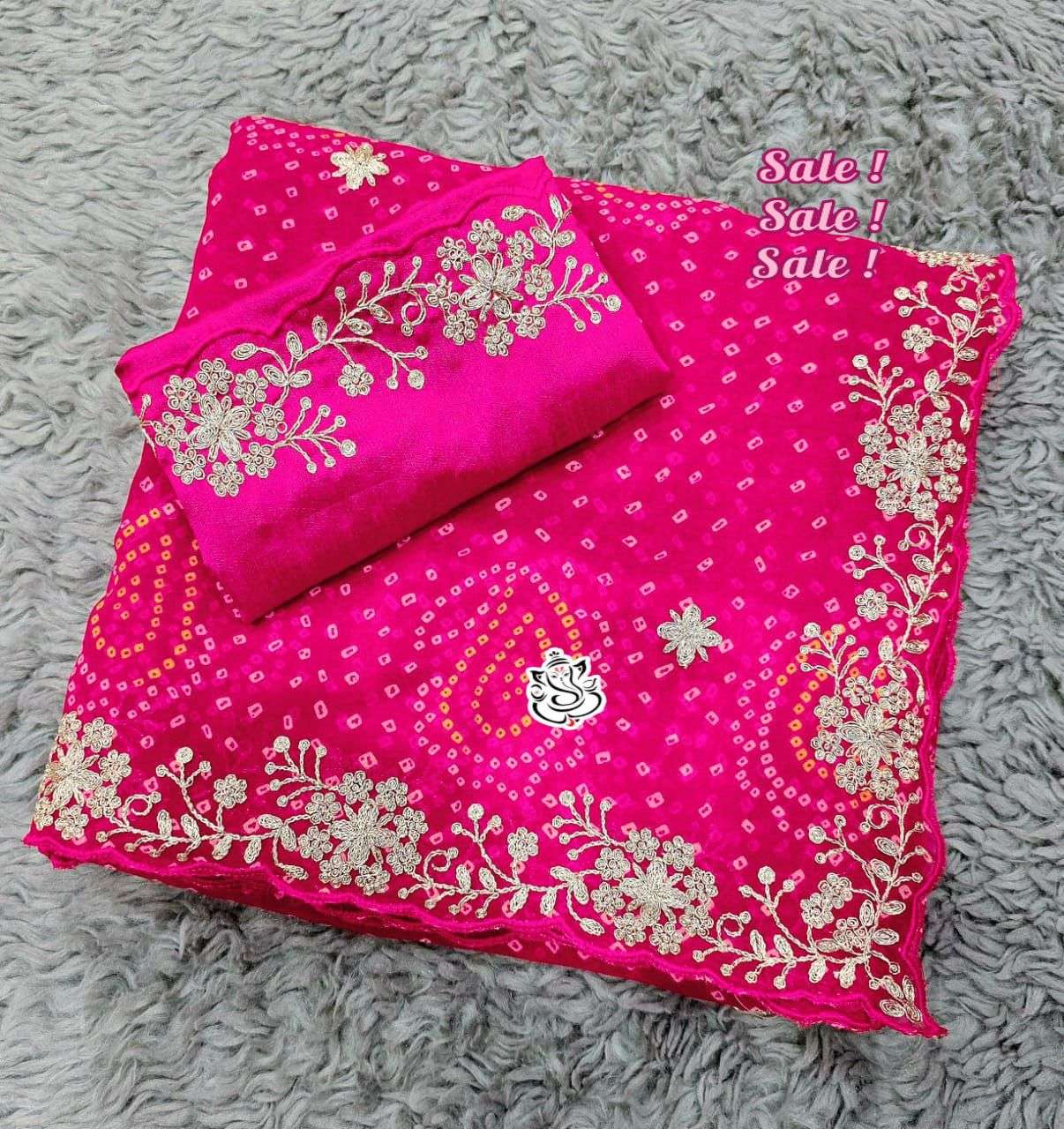 MS Brand Pure Blooming C by C Georgette Silk Saree with Silver Zari Pita Wholesale Saree in Surat