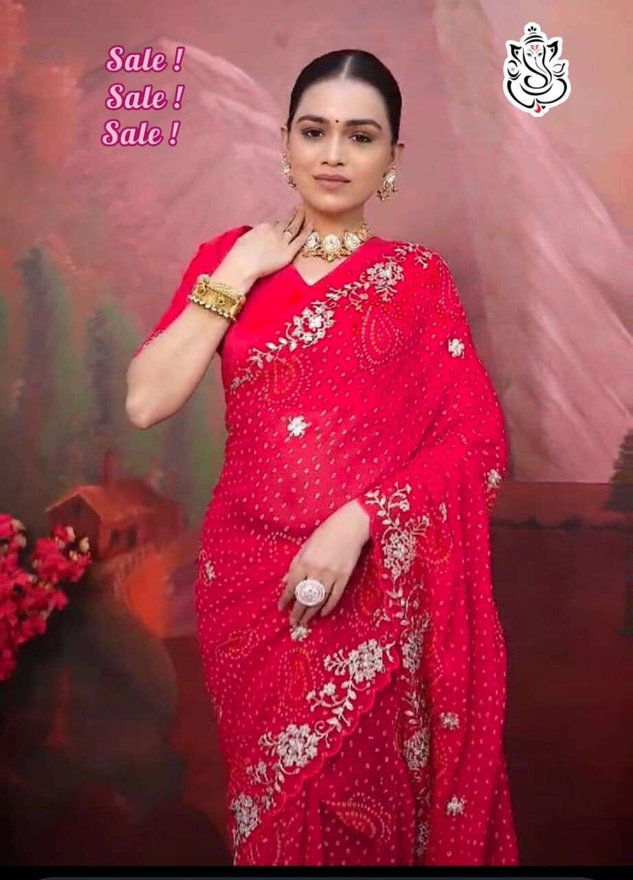 MS Brand Pure Blooming C by C Georgette Silk Saree with Silver Zari Pita Wholesale Saree in Surat
