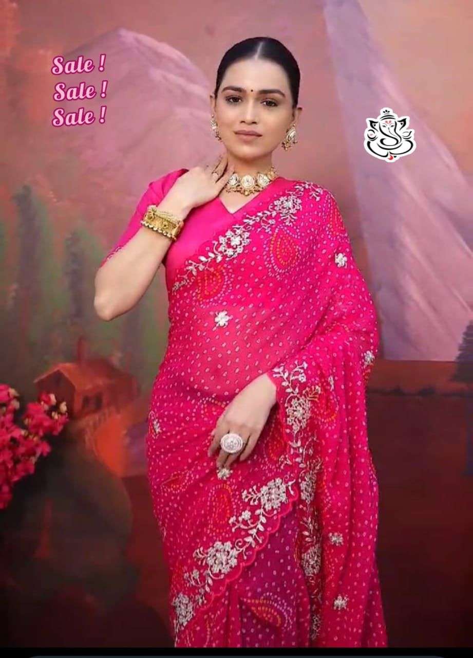 MS Brand Pure Blooming C by C Georgette Silk Saree with Silver Zari Pita Wholesale Saree in Surat