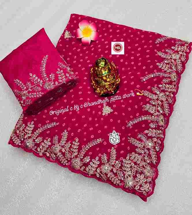 MS Brand Pure Blooming Georgette Silk Saree with Silver Zari Pita & Sequins Work Wholesale Sarees in Surat