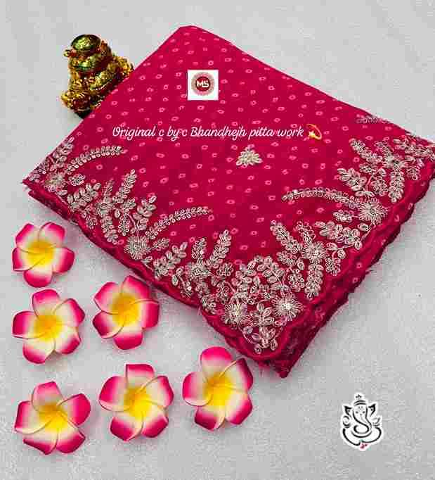 MS Brand Pure Blooming Georgette Silk Saree with Silver Zari Pita & Sequins Work Wholesale Sarees in Surat