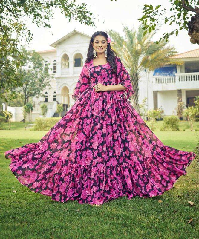pr maahi georgette anarkali style readymade plus size ethnic gown