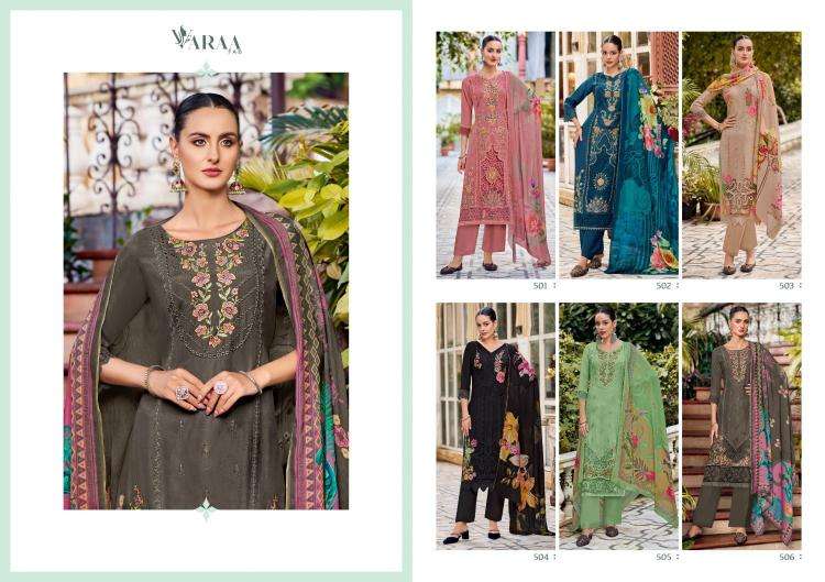varaa fab gulistaan vol 1 series 501-506 BEMBERG MUSLIN wholesale salwar kameez in surat