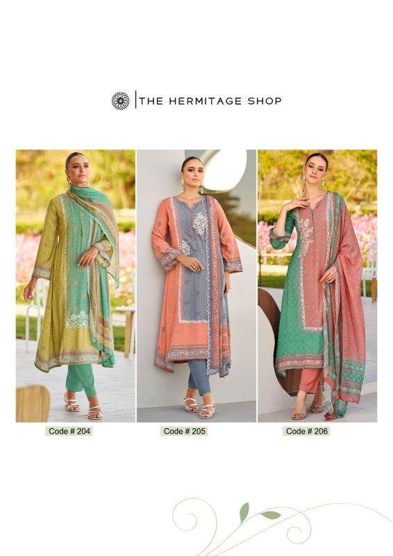 The hermitage shop bandhej series 201-206 jam satin wholesale suit