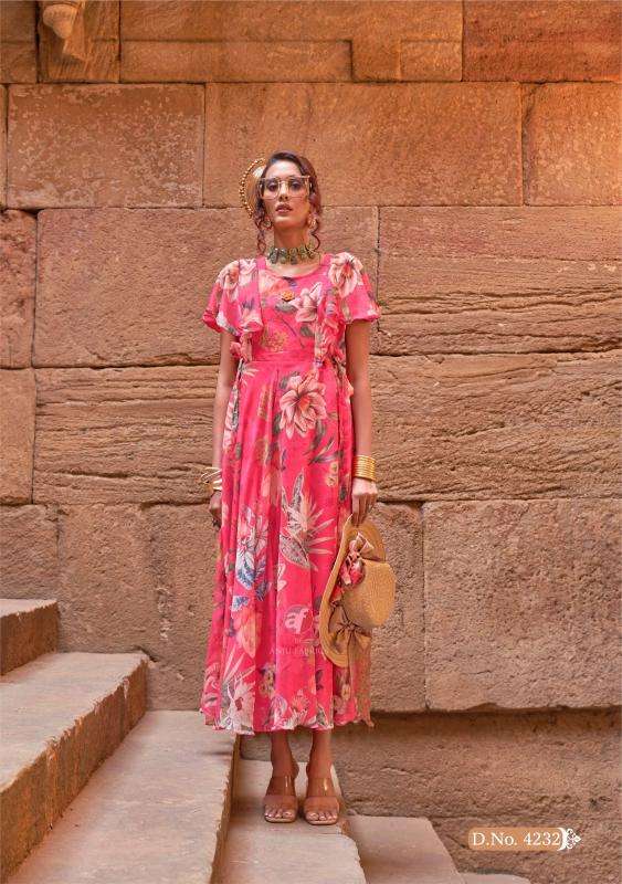 Anju fab coral charm vol 5 series 4231-4236 chiffon wholesale kurti