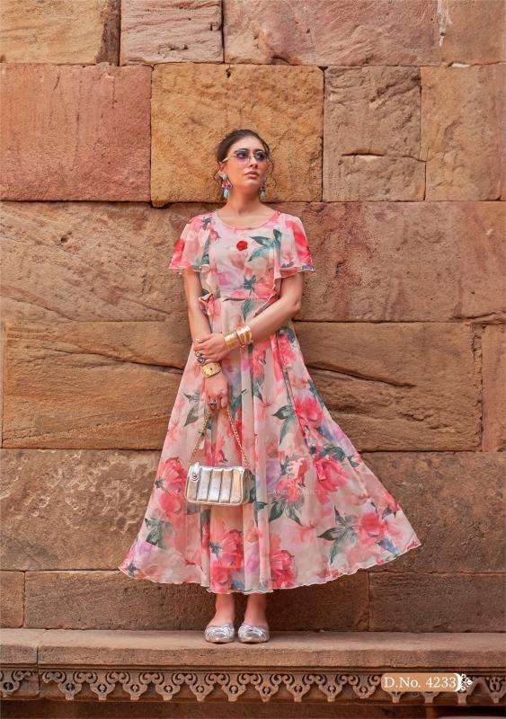 Anju fab coral charm vol 5 series 4231-4236 chiffon wholesale kurti