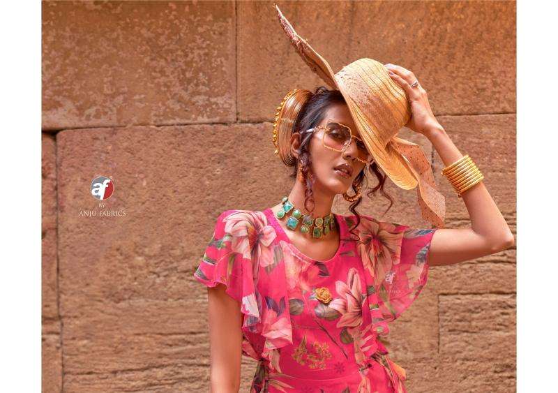 Anju fab coral charm vol 5 series 4231-4236 chiffon wholesale kurti