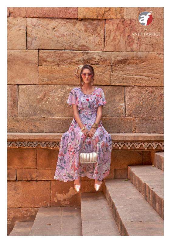 Anju fab coral charm vol 5 series 4231-4236 chiffon wholesale kurti