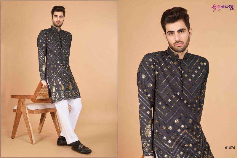 shubhvastra heritage vastra series 61071-61076 viscose rayon mens kurta 