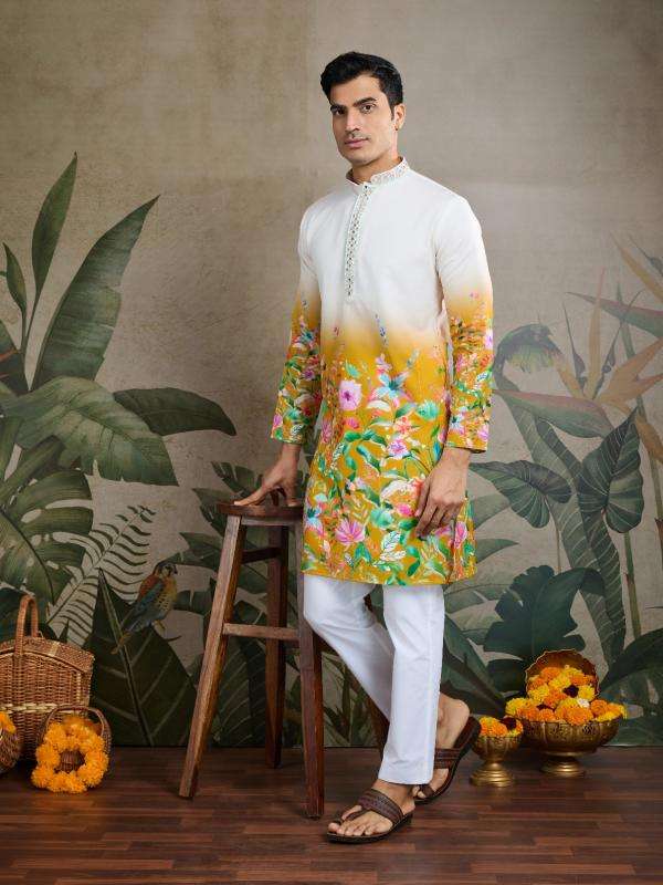 shubhvastra yellow color FANCY wholesale mens kurta