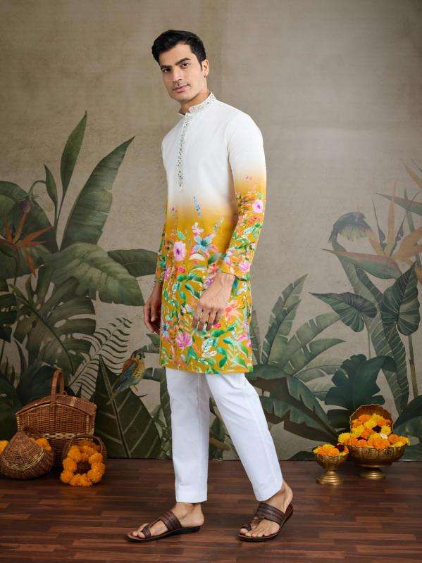 shubhvastra yellow color FANCY wholesale mens kurta