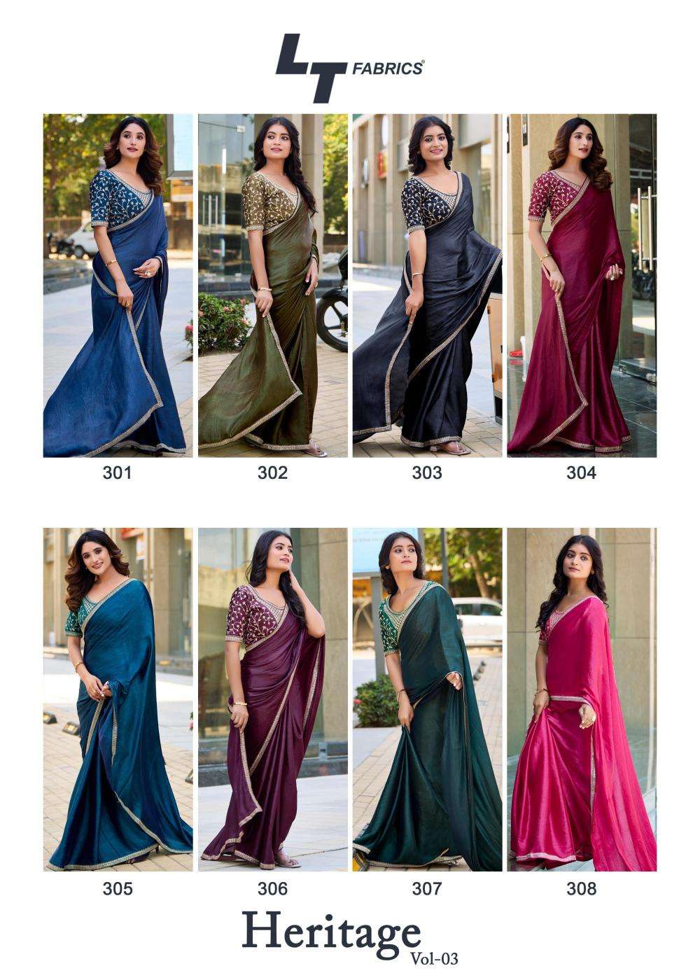 Kashvi heritage vol 3 series 301-308 soft silk wholesale saree