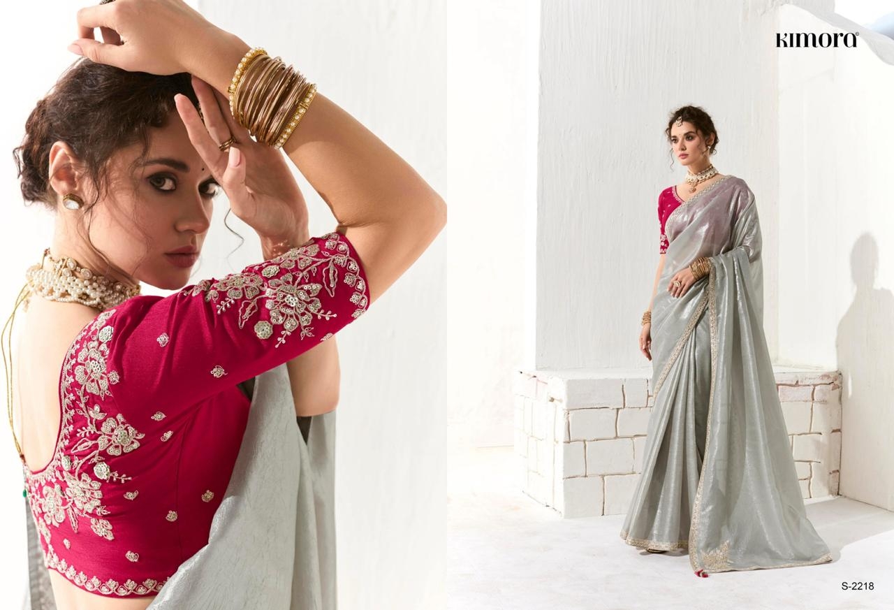 Kimora Runway Organza Tissue With Heavy Work Border and Butta Saree