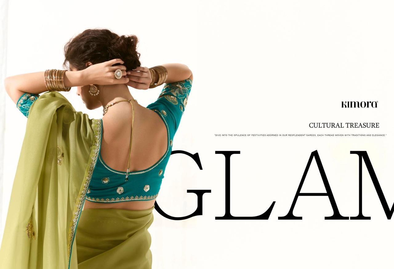 Kimora Runway Organza Tissue With Heavy Work Border and Butta Saree