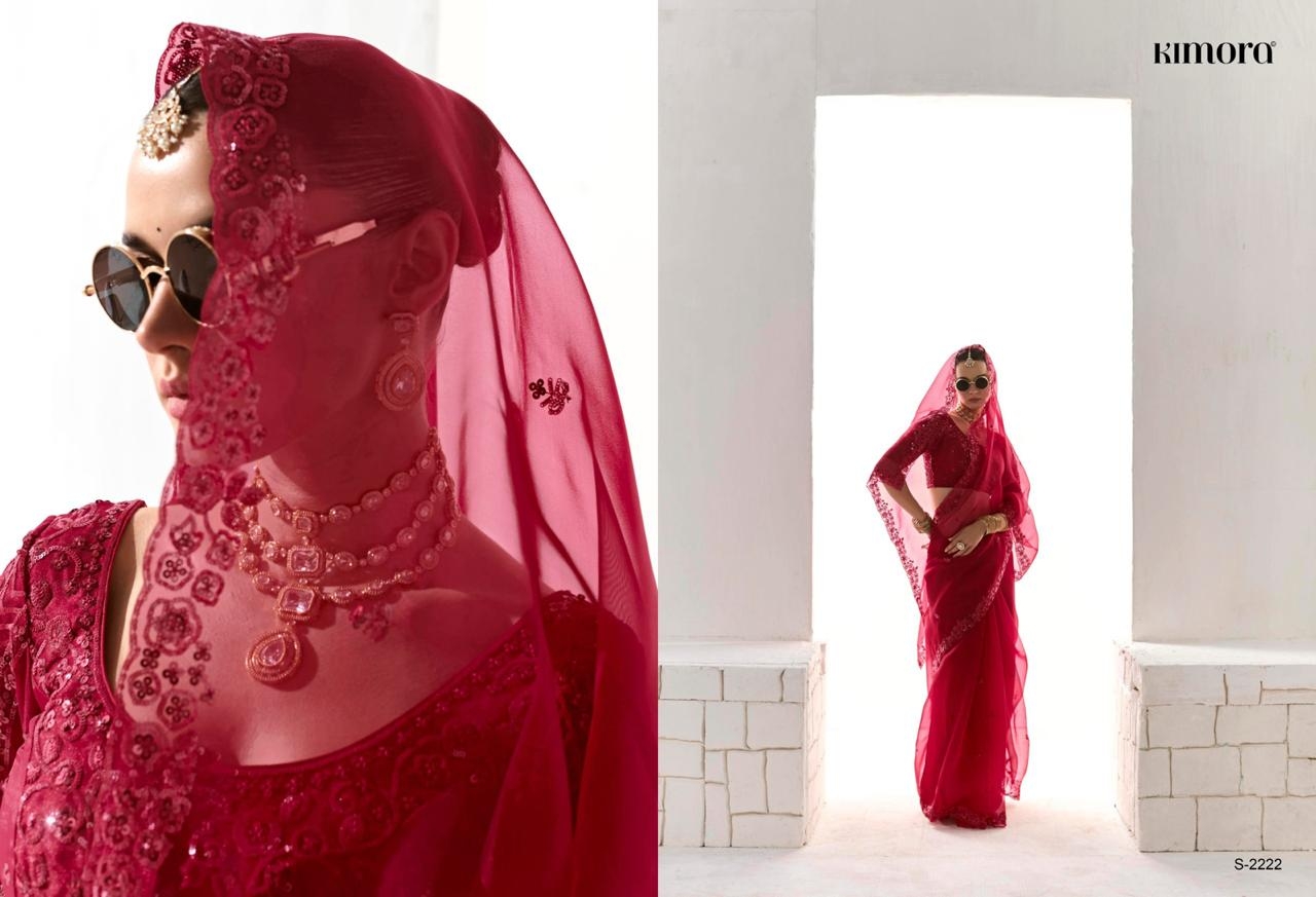 Kimora Runway Organza Tissue With Heavy Work Border and Butta Saree