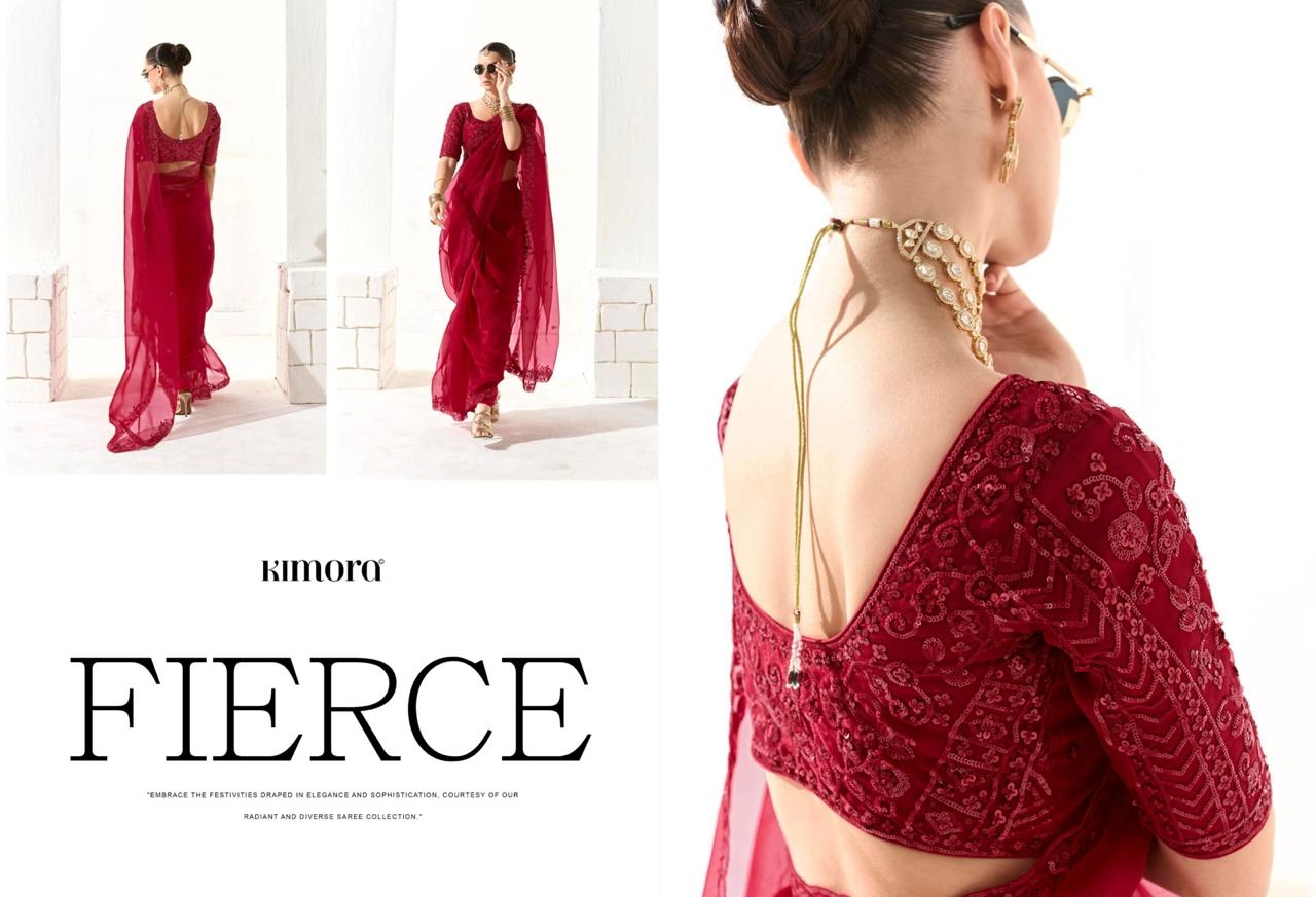 Kimora Runway Organza Tissue With Heavy Work Border and Butta Saree