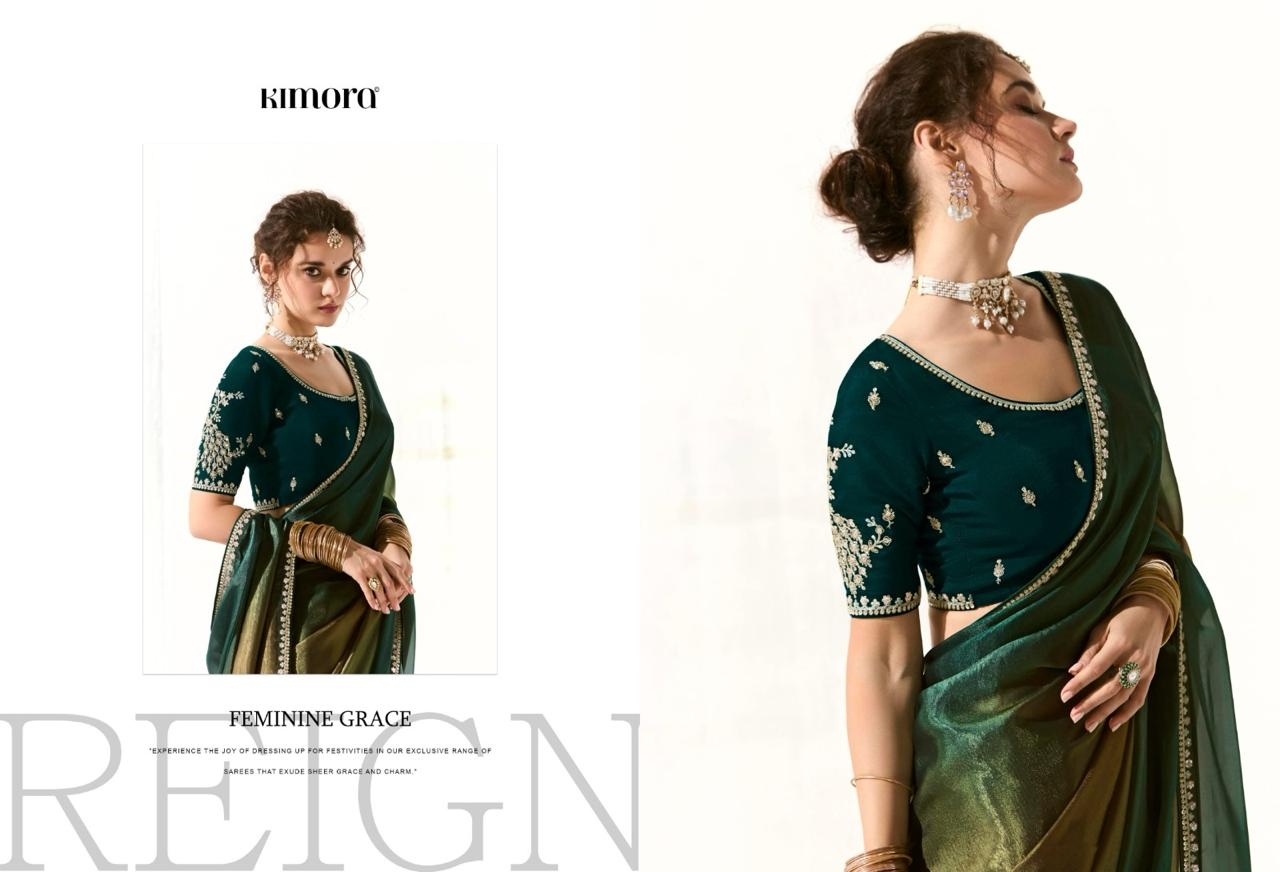 Kimora Runway Organza Tissue With Heavy Work Border and Butta Saree