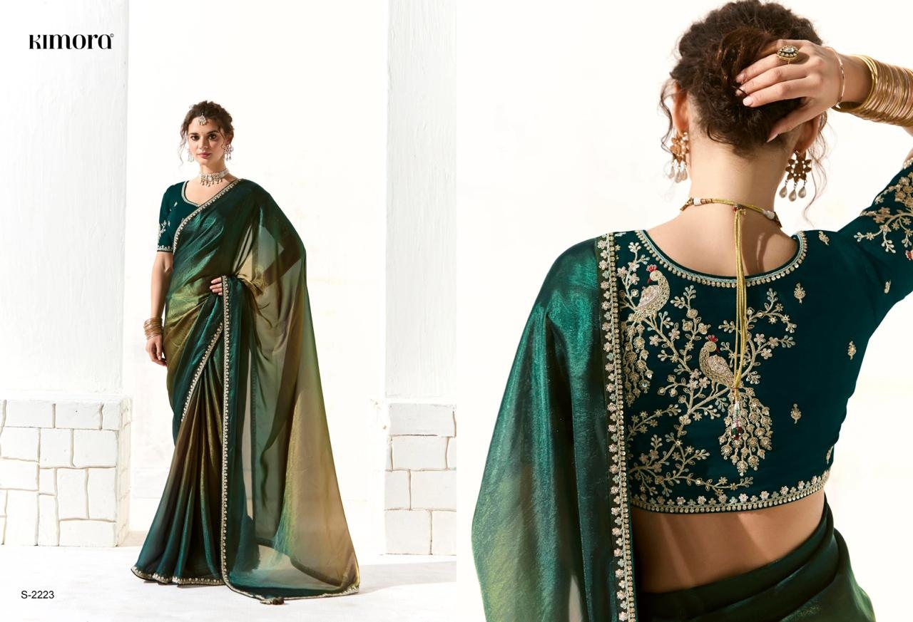 Kimora Runway Organza Tissue With Heavy Work Border and Butta Saree