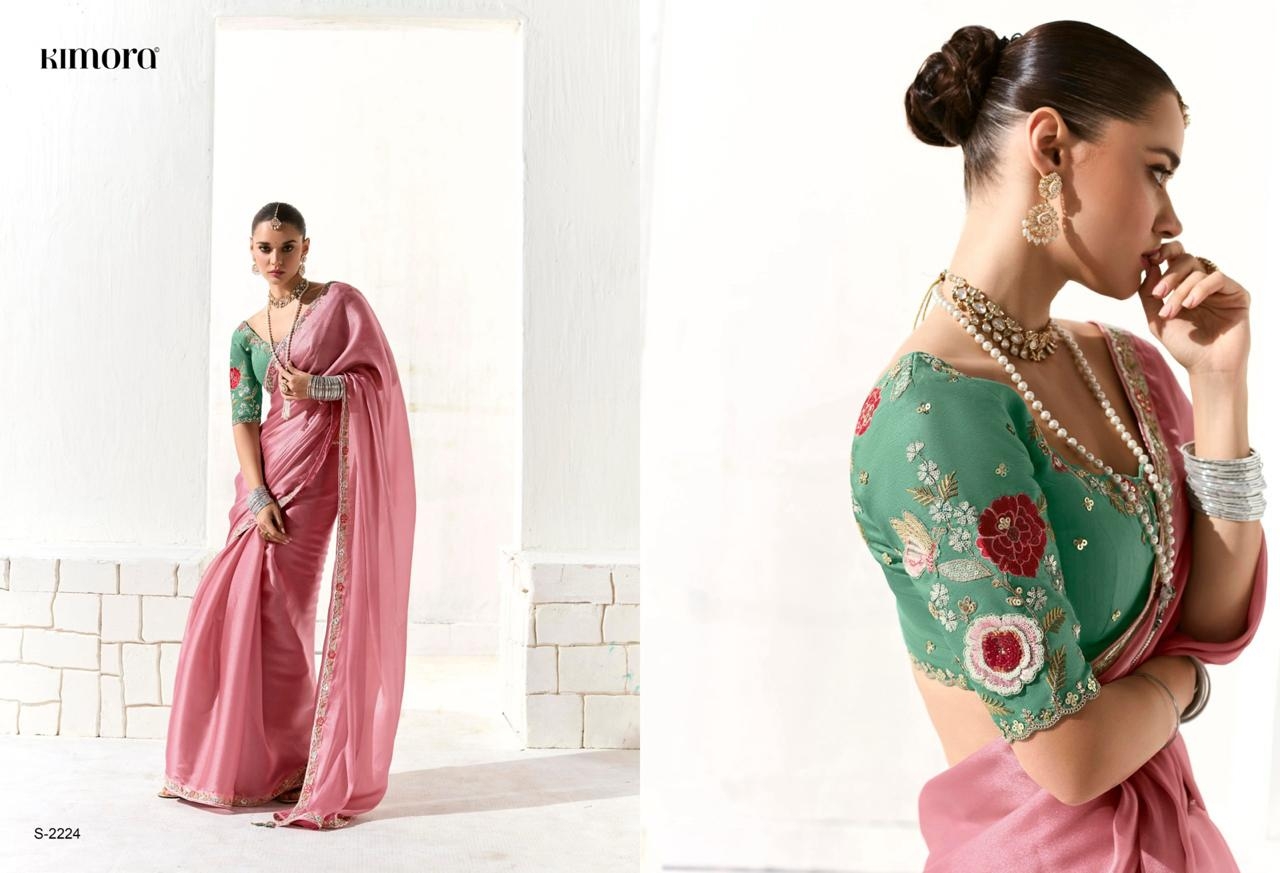 Kimora Runway Organza Tissue With Heavy Work Border and Butta Saree
