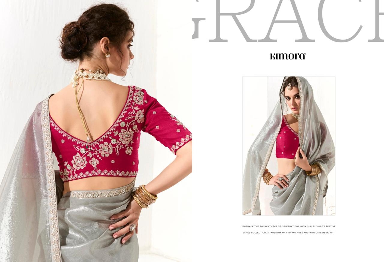 Kimora Runway Organza Tissue With Heavy Work Border and Butta Saree