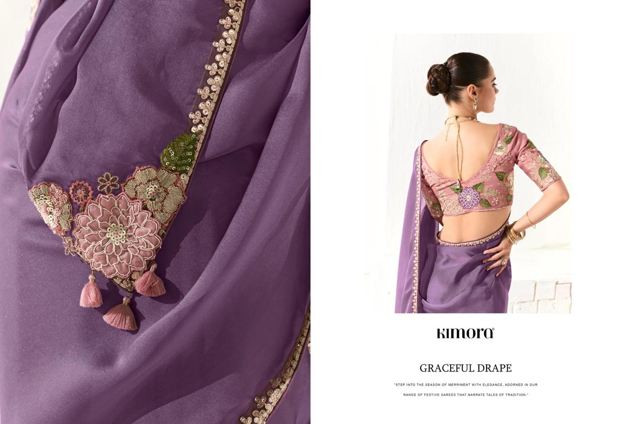 Kimora Runway Organza Tissue With Heavy Work Border and Butta Saree