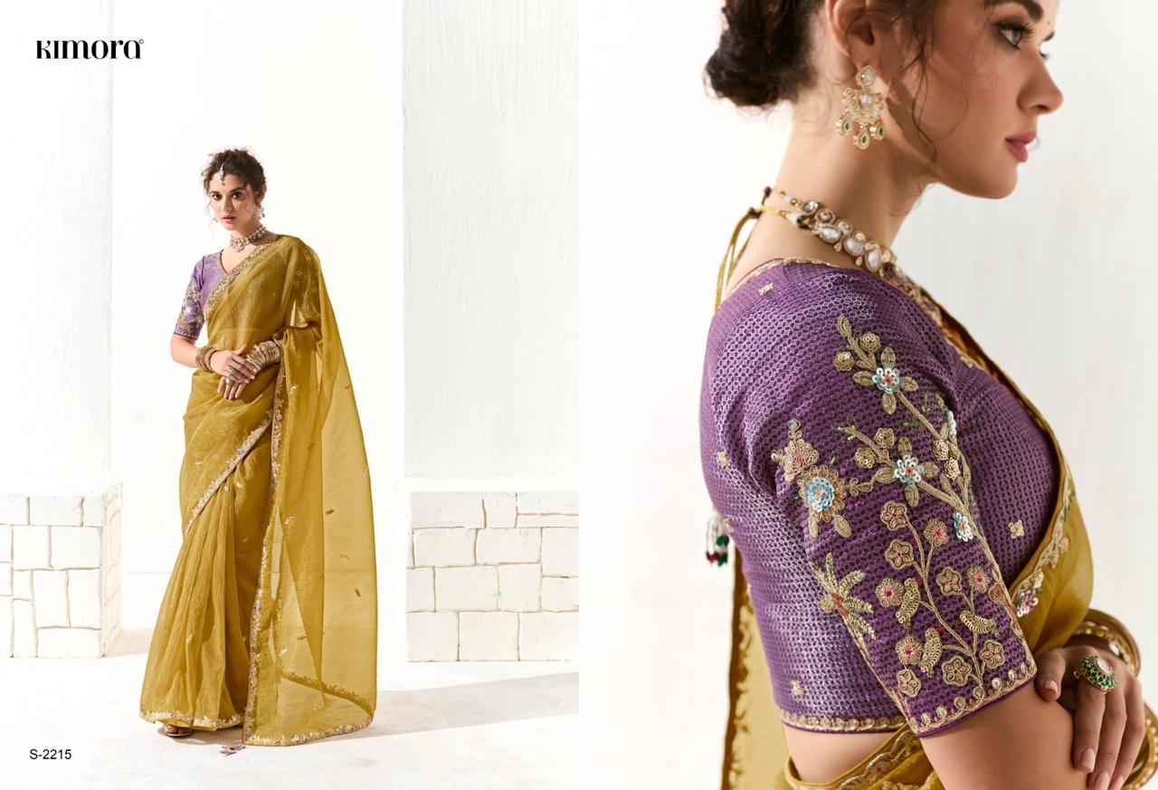 Kimora Runway Organza Tissue With Heavy Work Border and Butta Saree