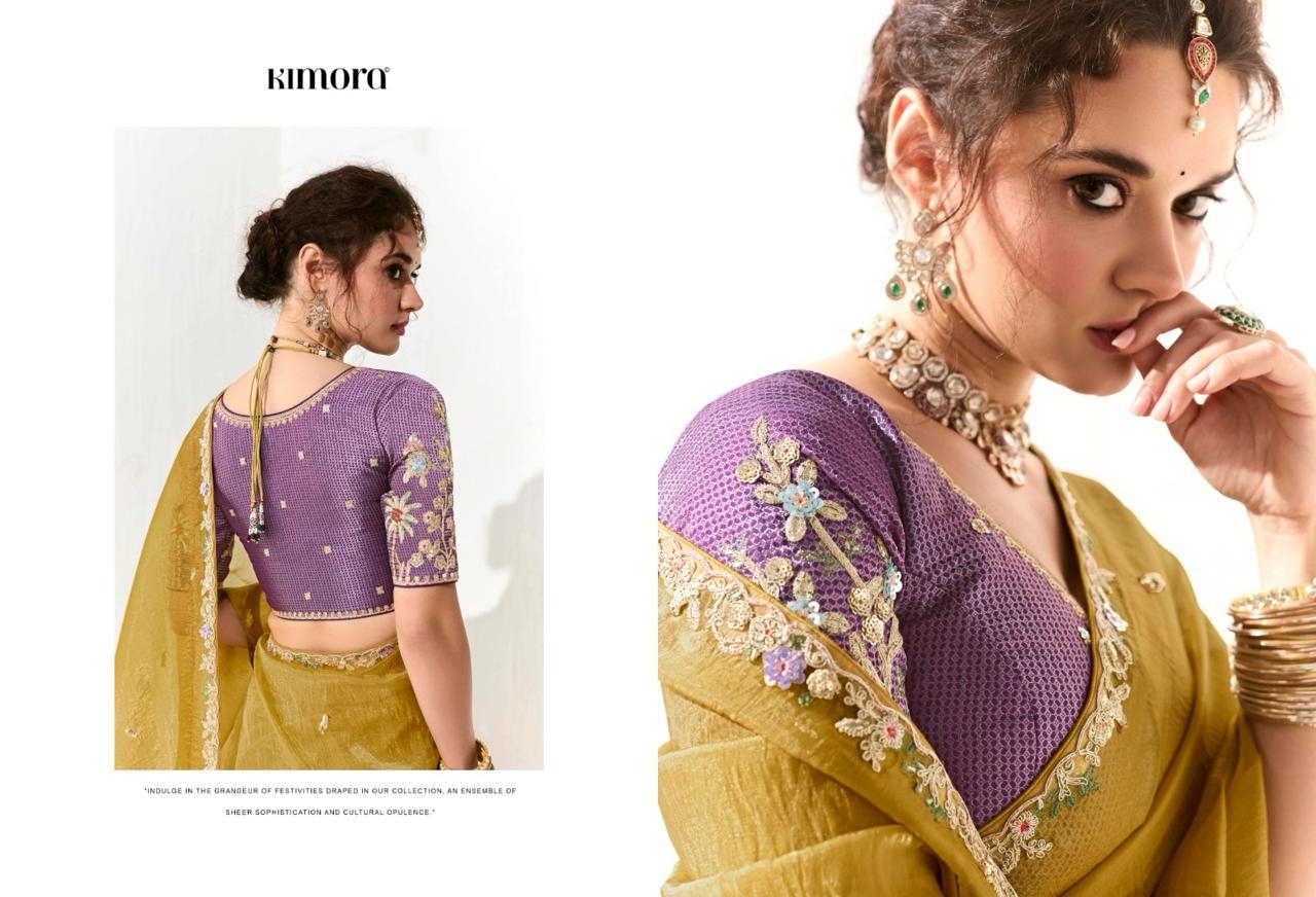 Kimora Runway Organza Tissue With Heavy Work Border and Butta Saree