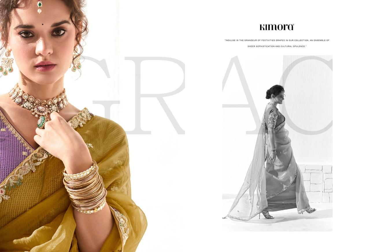 Kimora Runway Organza Tissue With Heavy Work Border and Butta Saree