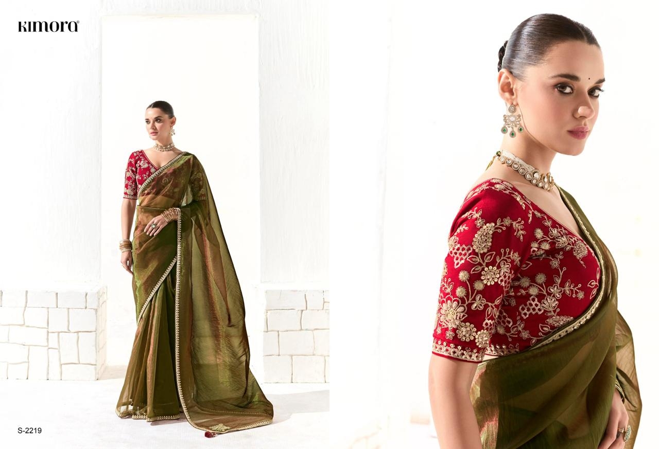 Kimora Runway Organza Tissue With Heavy Work Border and Butta Saree