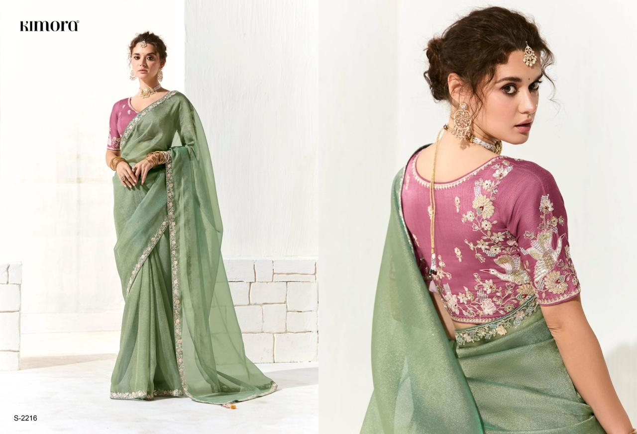 Kimora Runway Organza Tissue With Heavy Work Border and Butta Saree