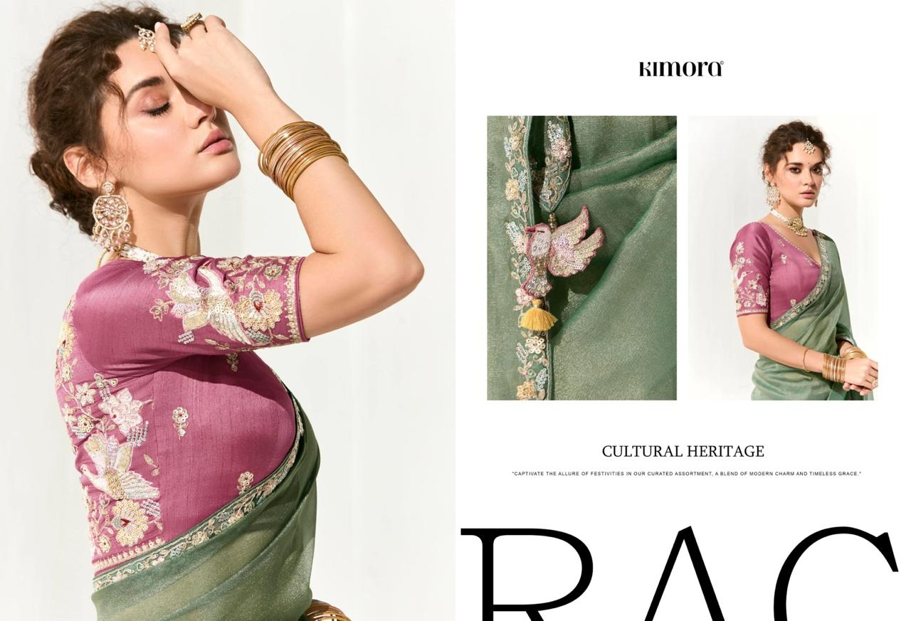 Kimora Runway Organza Tissue With Heavy Work Border and Butta Saree
