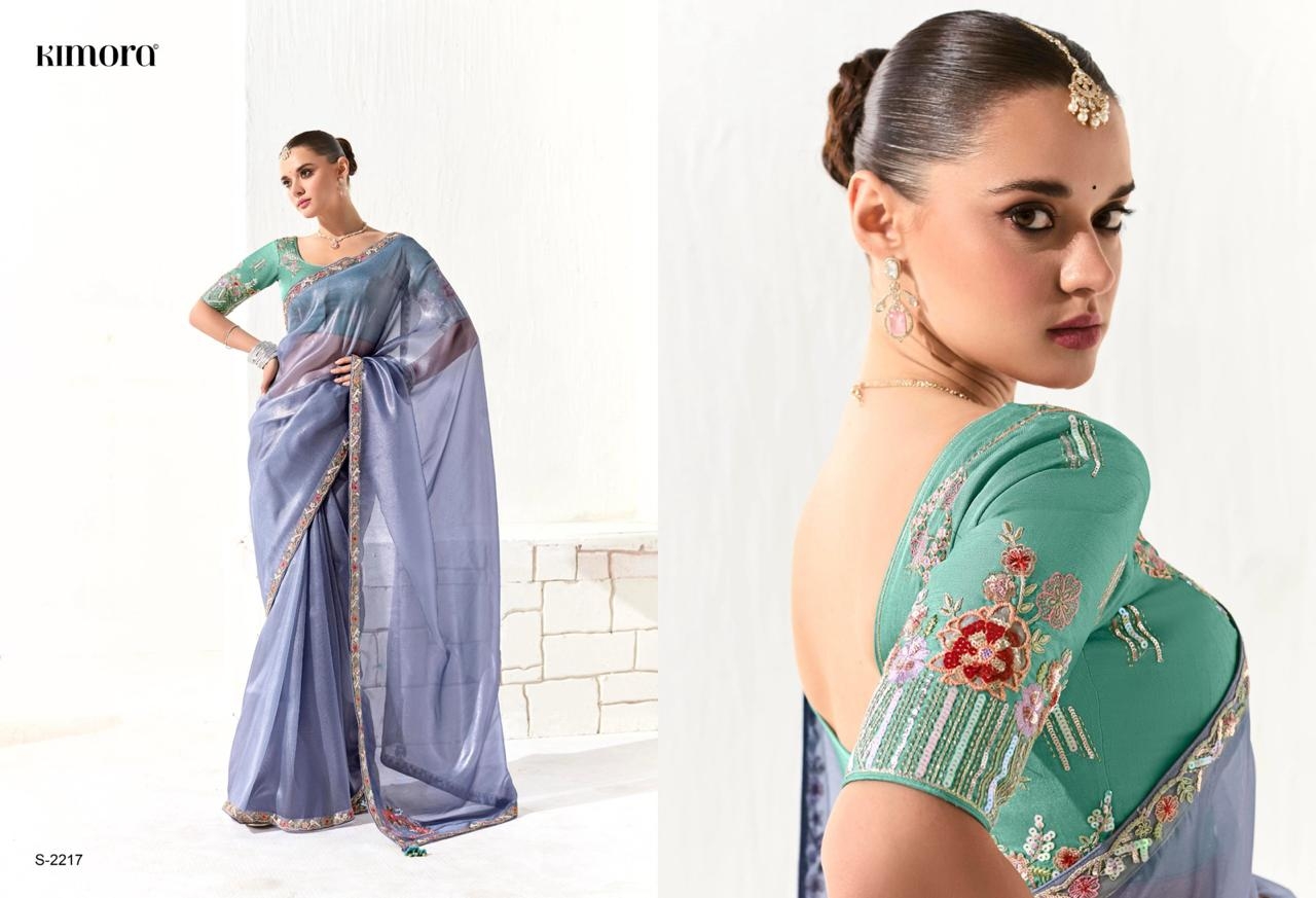 Kimora Runway Organza Tissue With Heavy Work Border and Butta Saree
