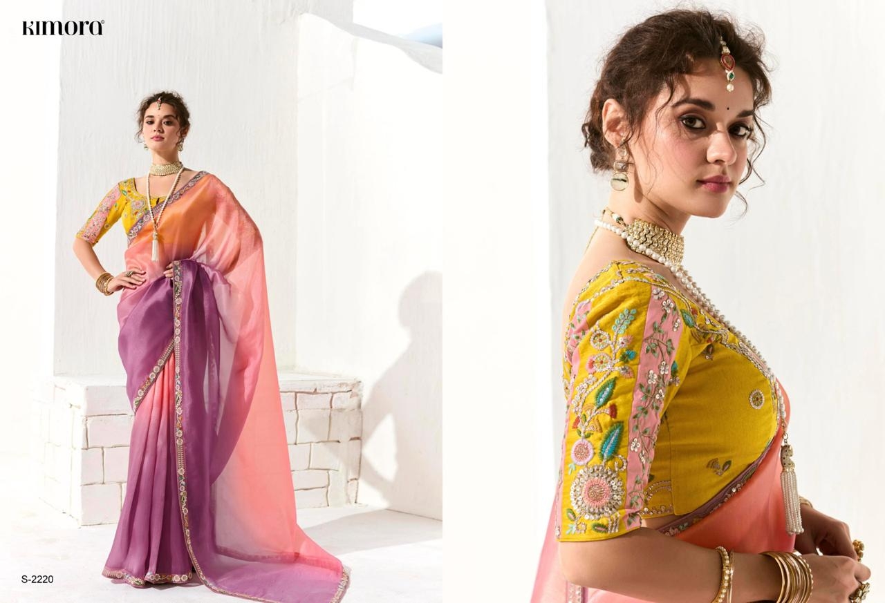 Kimora Runway Organza Tissue With Heavy Work Border and Butta Saree