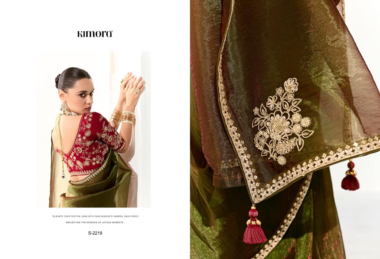 Kimora Runway Organza Tissue With Heavy Work Border and Butta Saree