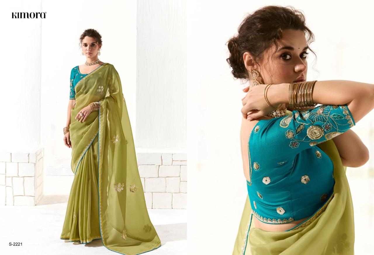 Kimora Runway Organza Tissue With Heavy Work Border and Butta Saree