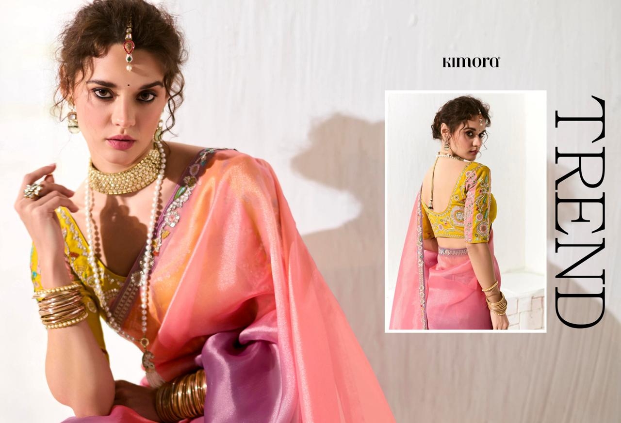Kimora Runway Organza Tissue With Heavy Work Border and Butta Saree