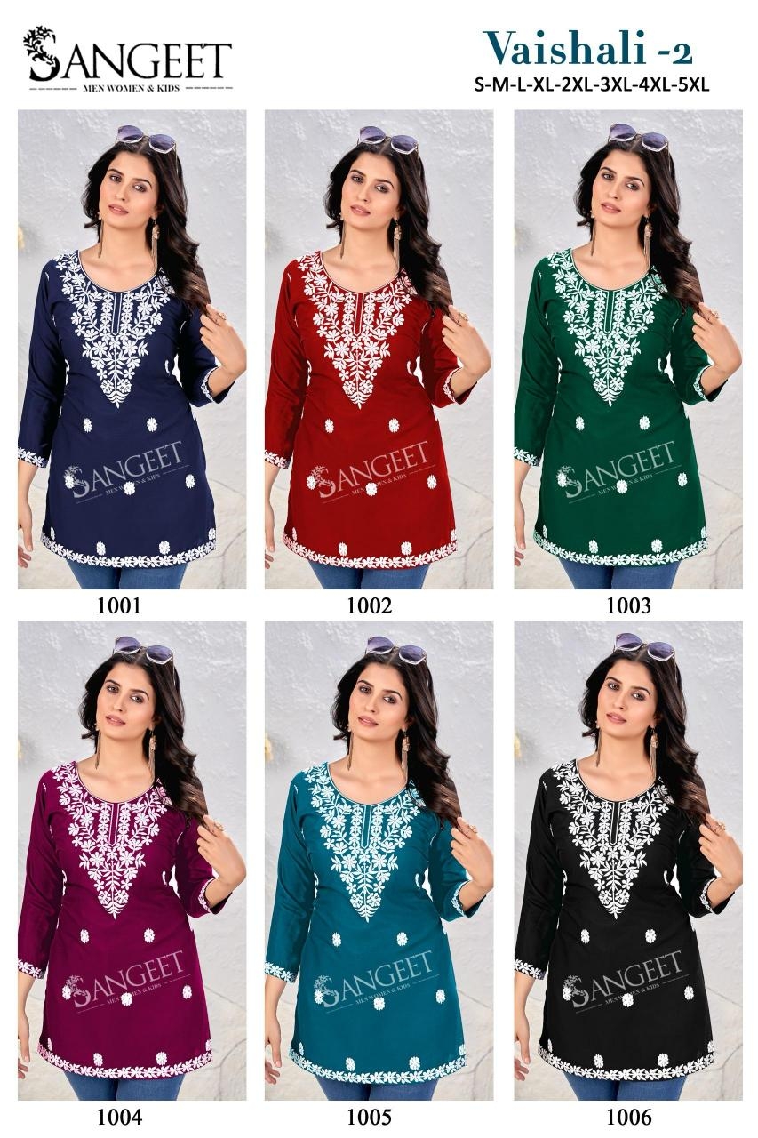 vaishali vol 2 series 1001-1006 cotton unique colours full stitch big size short tops