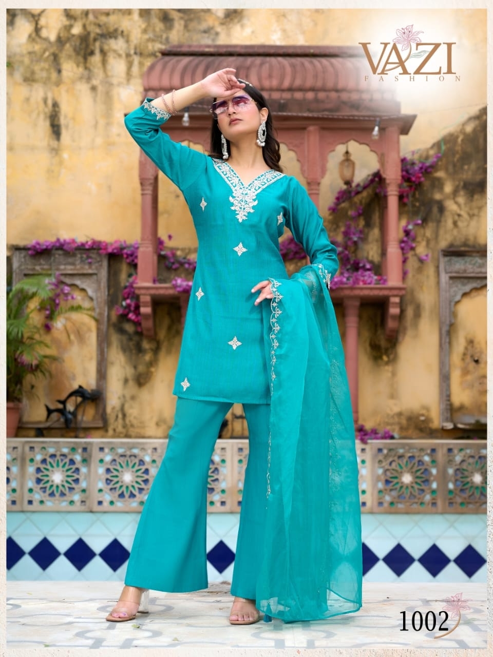 Bell Bottom vertican  WITH fancy cord WORK CO-ORD SET With Duppta