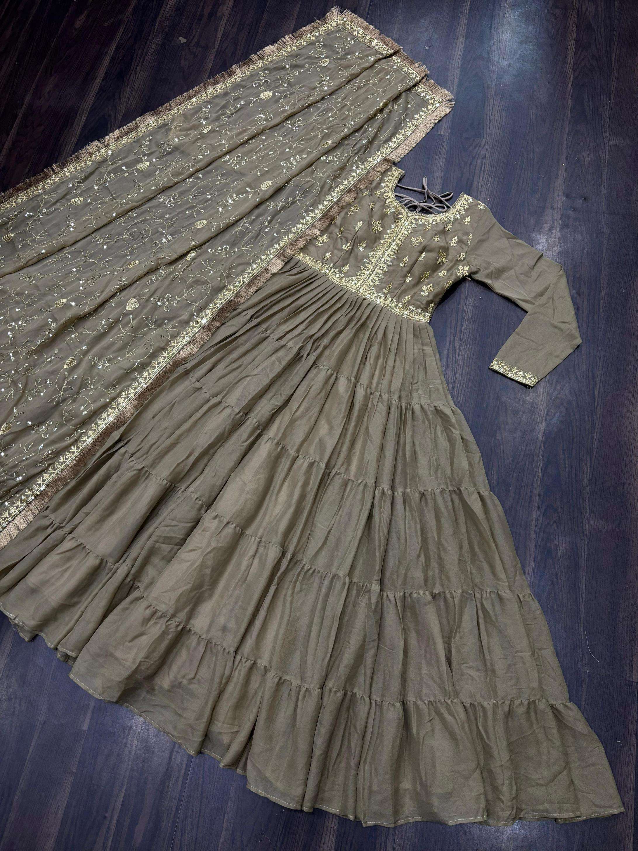 lw 9214 star georgette readymade shop stunning gown with dupatta