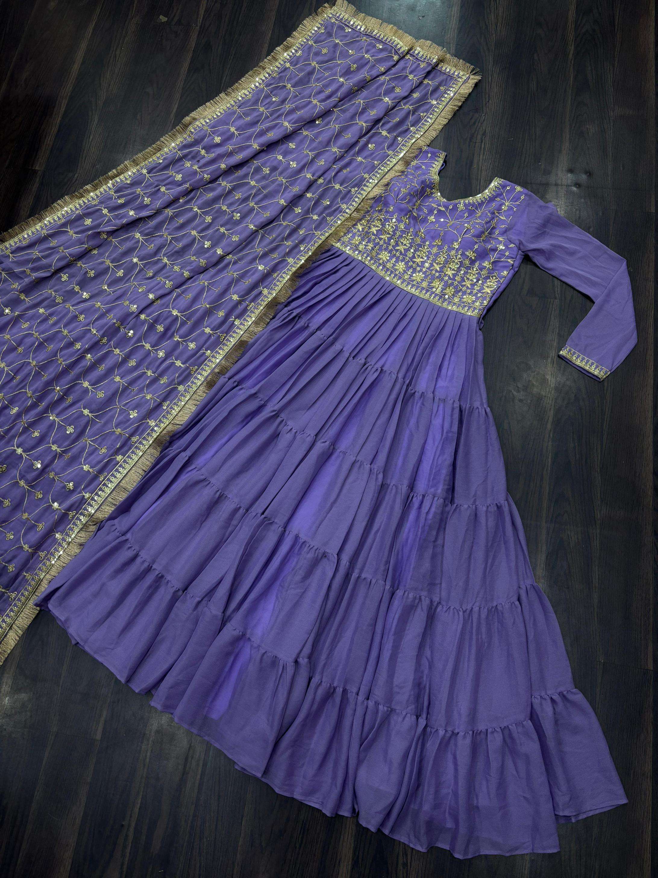 lw 9214 star georgette readymade shop stunning gown with dupatta