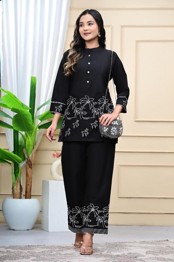 pattern co-ord set of pure cotton full stitched big size combo 2pcs dress